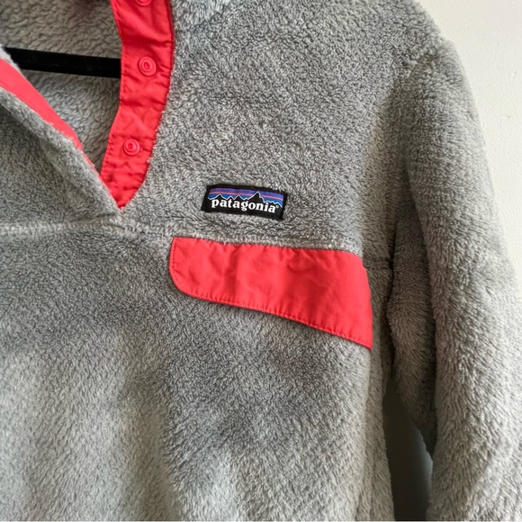 Women's Re-Tool Snap-T Pullover Top jacket fleece retired colour grey coral L - Picture 9 of 9